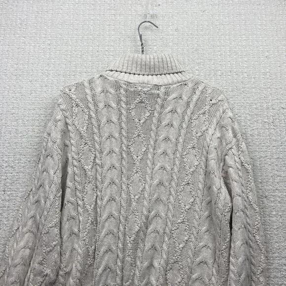 VTG 90's Cotton Road Cable Knit Turle Neck Sweater Wom Sz L Scandinavian Sailor - Picture 10 of 12